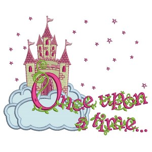 Once Upon a Time Princess Castle With Only Stars Applique Machine Embroidery Design Digitized Pattern